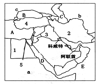 中东国家轮廓图手绘图片